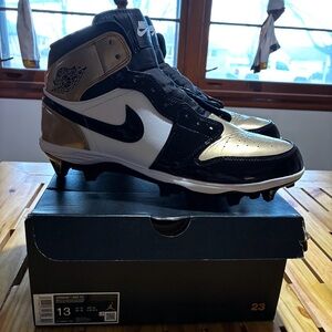 Nike Air Jordan 1 MID TD (Gold and Black Cleats) Men’s 13